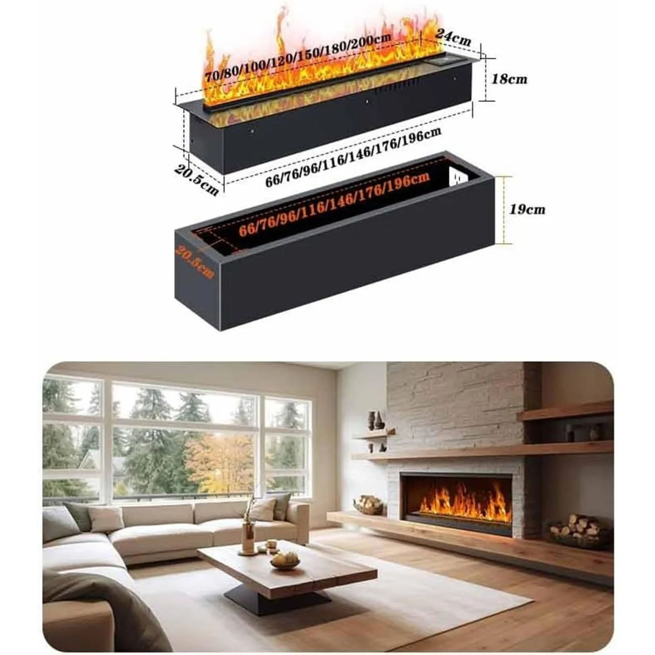 _1.5 Meter 3D Water Vapour Fireplace