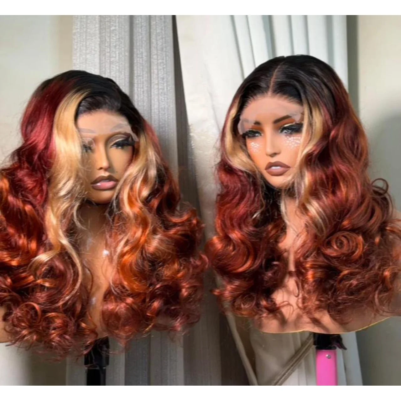 _20-Inch 3-Toned Color Bounce Wig (Durable, Chic, Elegant, Trendy, Long-Lasting Curls)