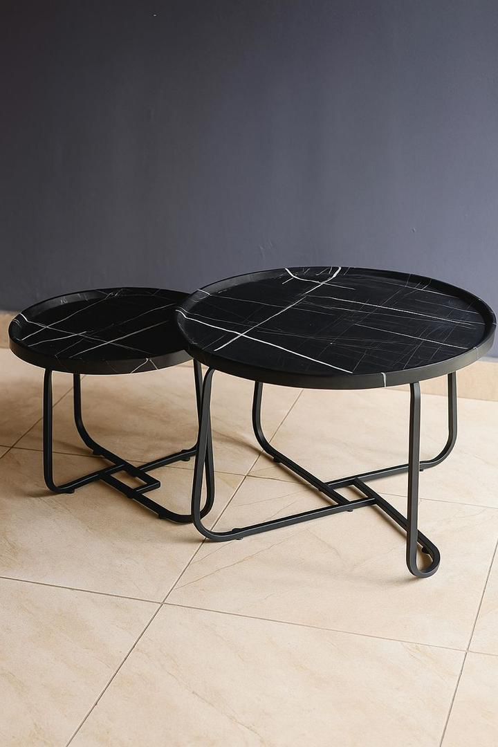 Nesting Coffee Table Set Of 2 (Two) | Black Finish