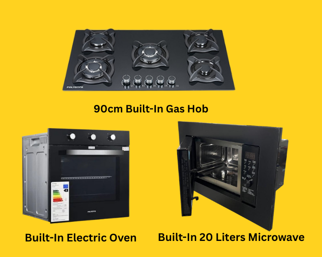 5 Burner Gas Cooker, Built In Electric Oven & 20 Liters Microwave Combo