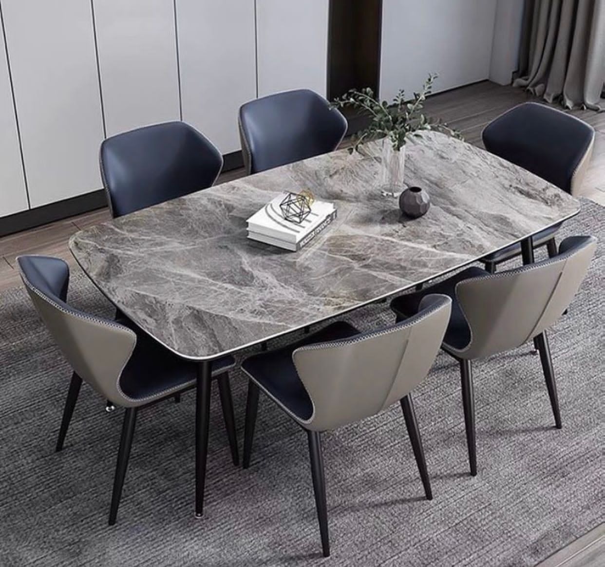 Contemporary Dining Set Featuring 6 Chairs (Robust, Long-lasting, Distinctive Design)