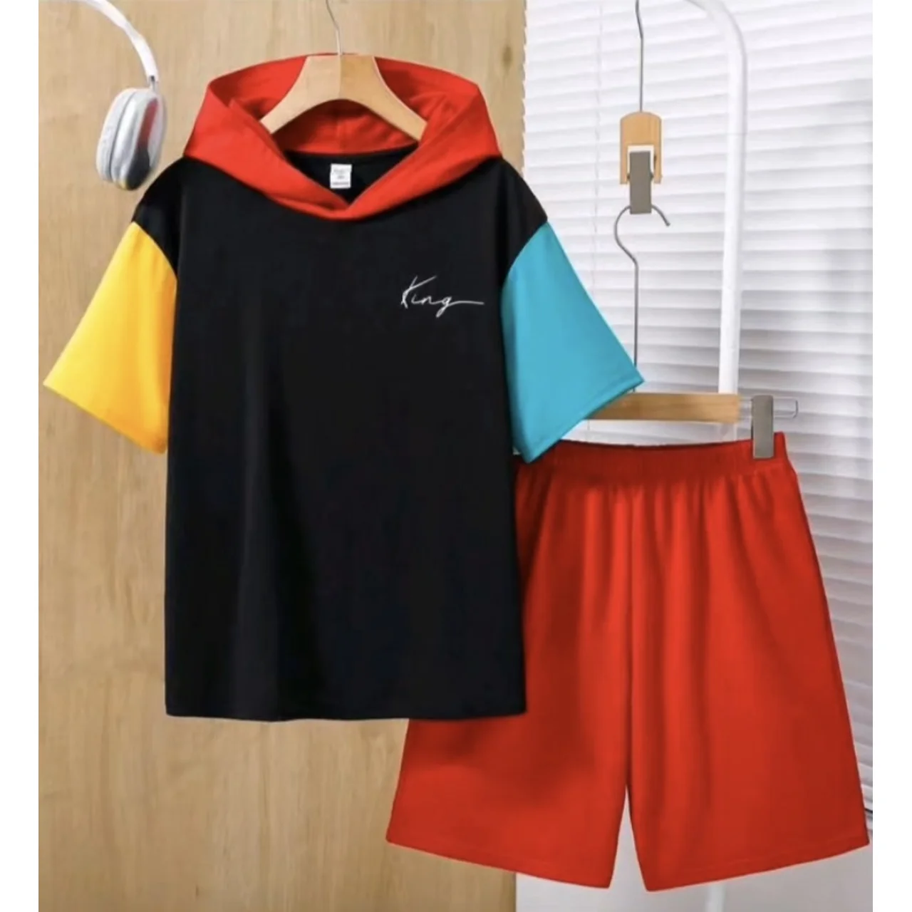 _Boys' Stylish 2-Piece Shorts and Top Set (Trendy, Durable, High Quality)