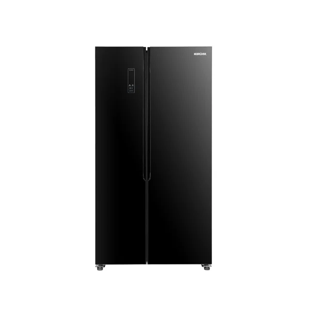 None_Bruhm 436 Liters Side By Side Black Glass Refrigerator | BFX-436ENG