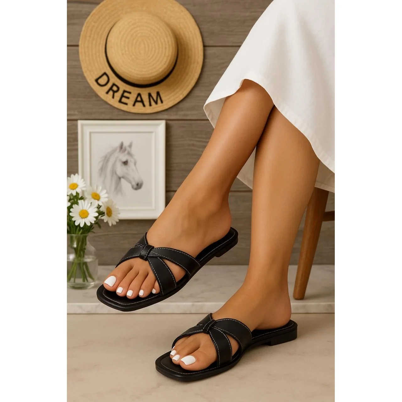 _Chic and Durable Women’s Slippers (Elegant, Fashion-Forward)