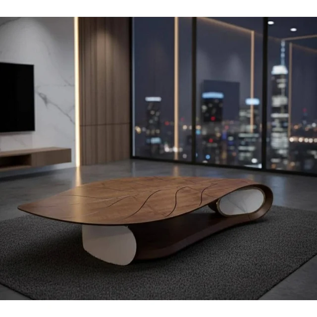 _Contemporary Wooden Center Table with Artistic Curved Design_Contemporary Wooden Center Table with Artistic Curved Design