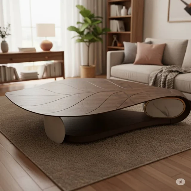 _Contemporary Wooden Center Table with Artistic Curved Design_Contemporary Wooden Center Table with Artistic Curved Design