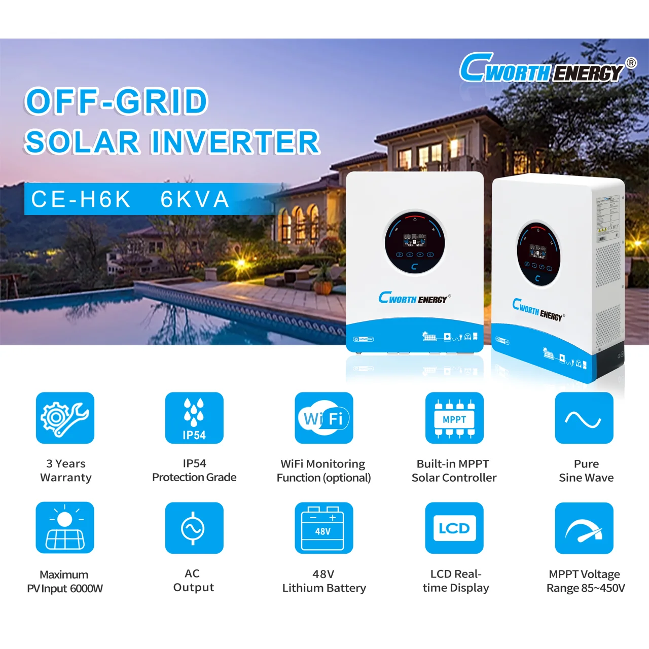 _Cworth 6kva Hybrid Inverter |CE-H6K