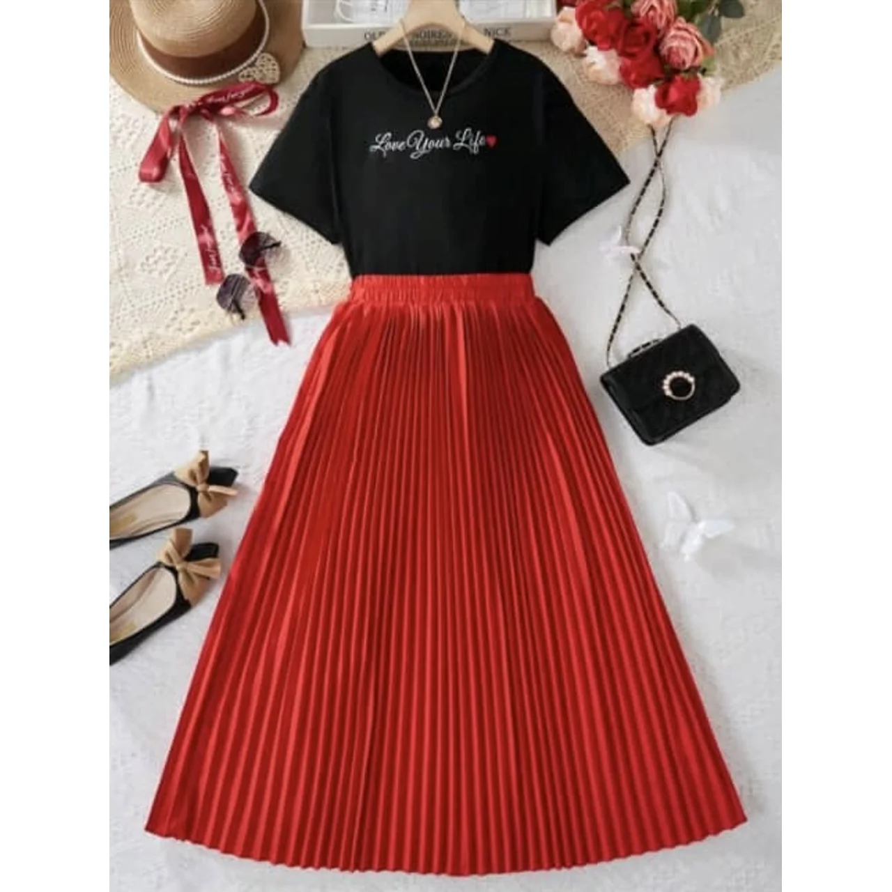 _Elegant Blouse and Skirt Set for Trendy Teen Girls
