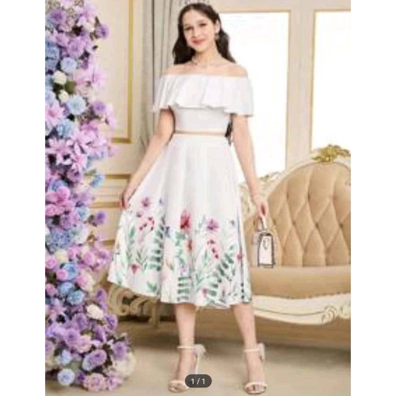 _Floral Design Dress for Teen Girls (Distinctive Floral Pattern, Chic, Trendy, Sophisticated, Perfect for Any Event)