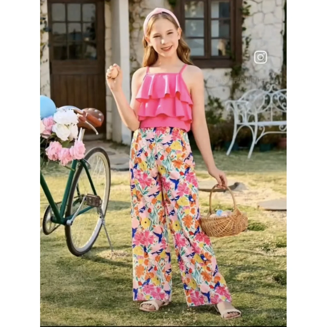 _Girls' Stylish and Elegant 2-Piece Outfit: Top and Trousers (Chic, Fashion-Forward, Durable)