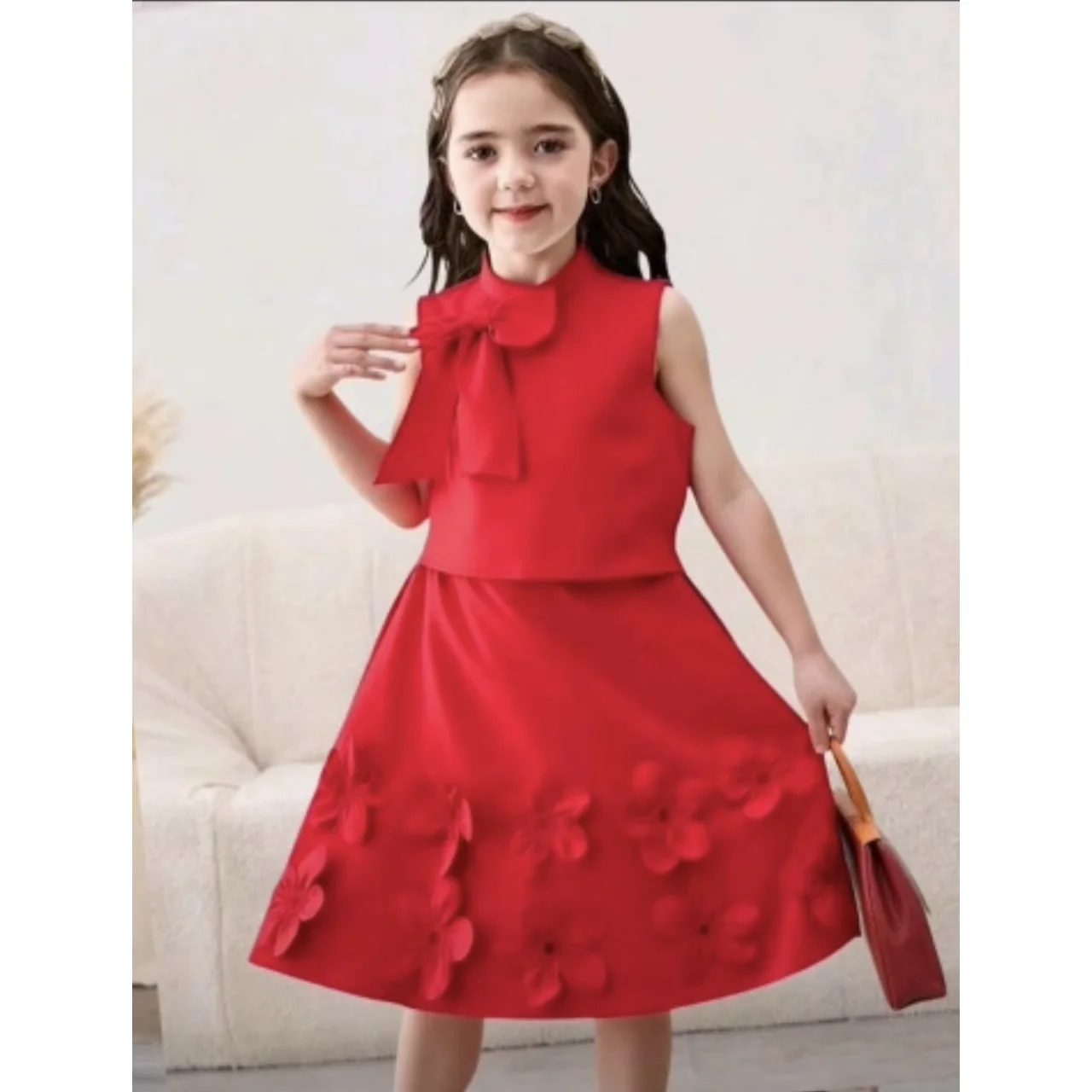 _Girls' Two-Piece Set (Skirt and Blouse) - Chic, Elegant, Long-lasting, Trendy