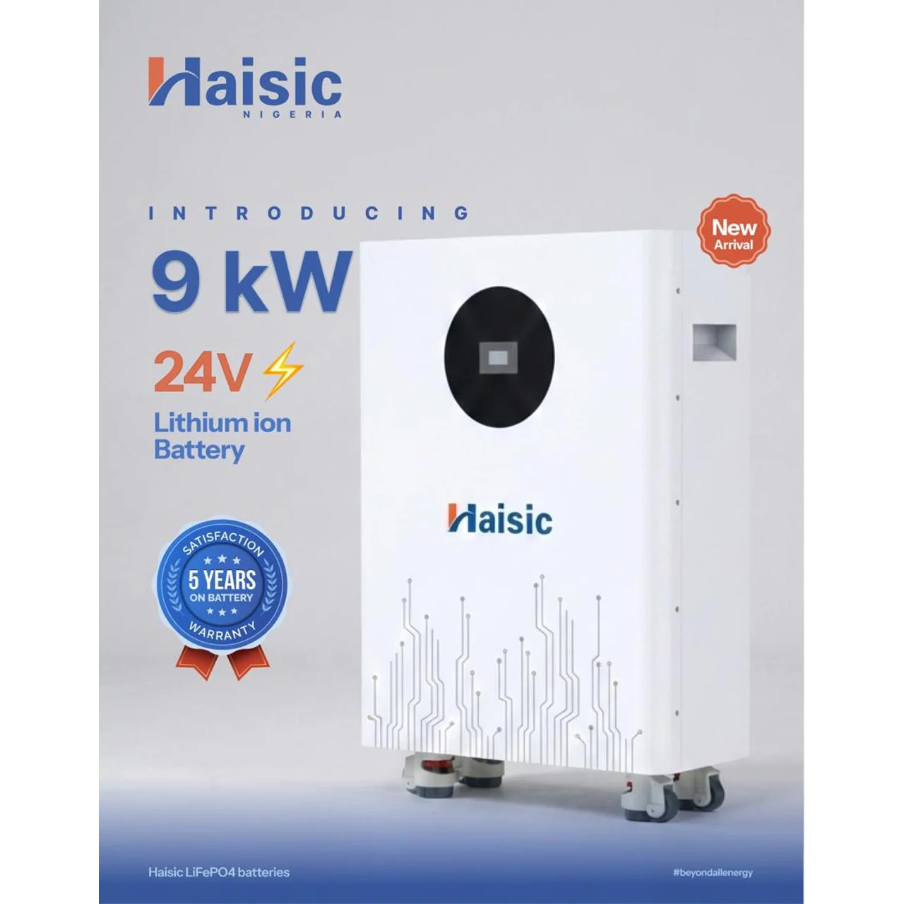 _Haisic 9KWh 24V Lithium-ion Battery (9kWh, LifePo4, 5-Year Warranty)
