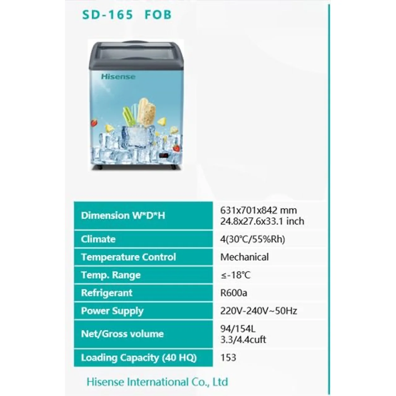 _Hisense 154L  Ice Cream Chest Freezer SD-165