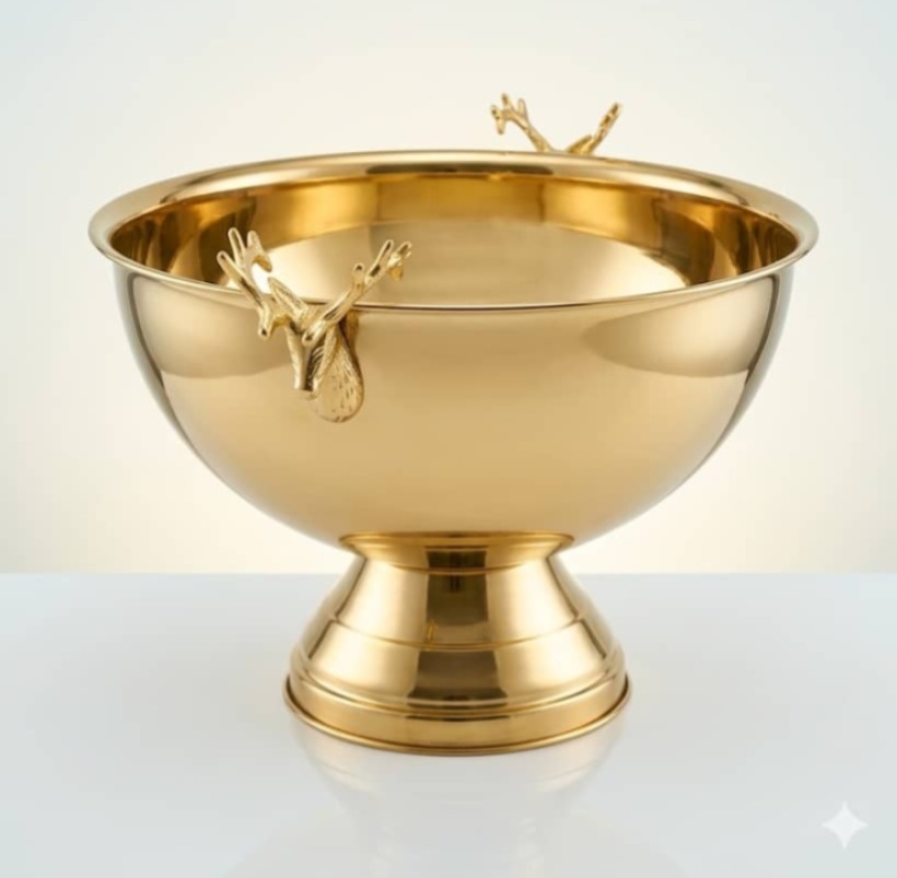 Large Gold Stainless Steel Champagne Ice Bucket for Clubs and Parties