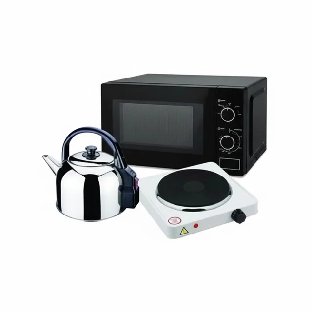 None_Kitchen Set | Microwave Oven + Electric Kettle + Hot Plate