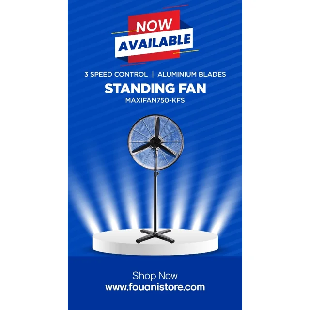 _Maxi 30 Inch Industrial Standing Fan Black | KFS-750