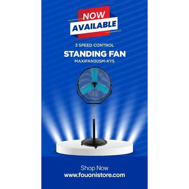 _Maxi 30 inch Standing Industrial Fan Black | KYS-VF-30SM