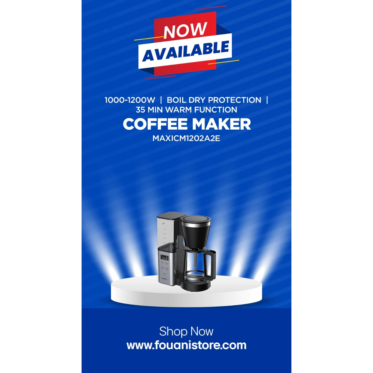 _MAXI Coffee Maker  1200W Digital – MAXICM1202A2E
