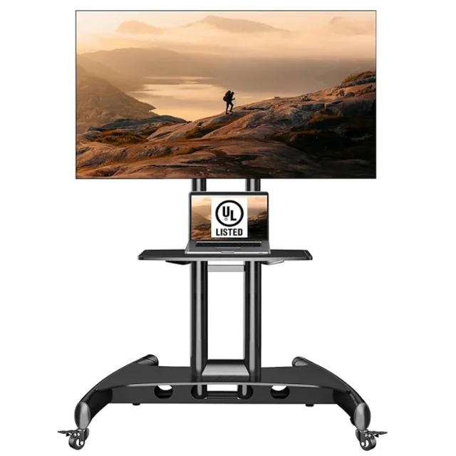 _Mobile Tv Adjustable Heavy Duty Stand Fits 55-90 inch Tv