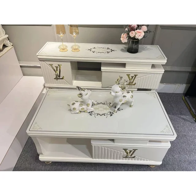 None_Modern Center Table And TV Shelf with Drawer