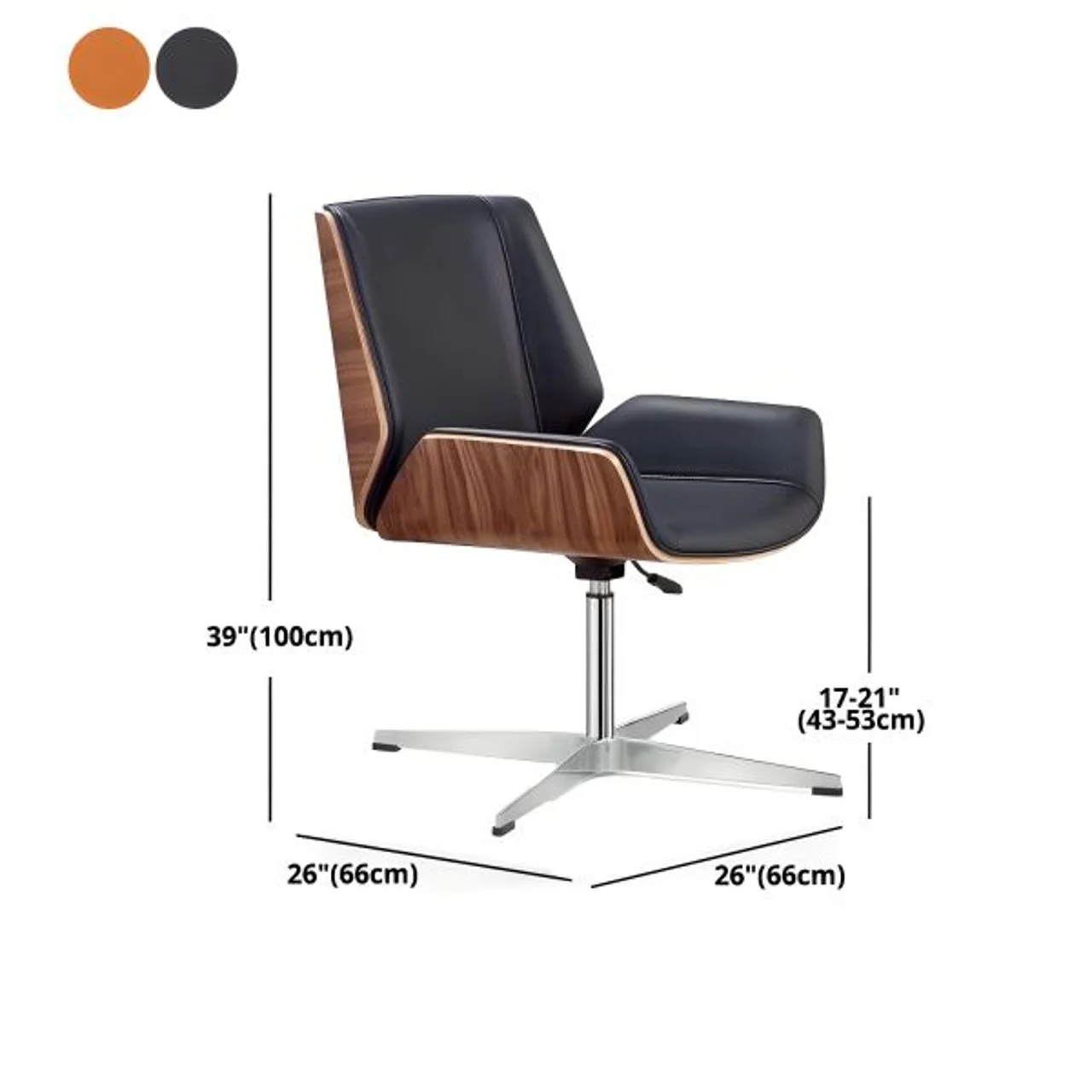 _Modern Leather Chair with Mid Back Rest