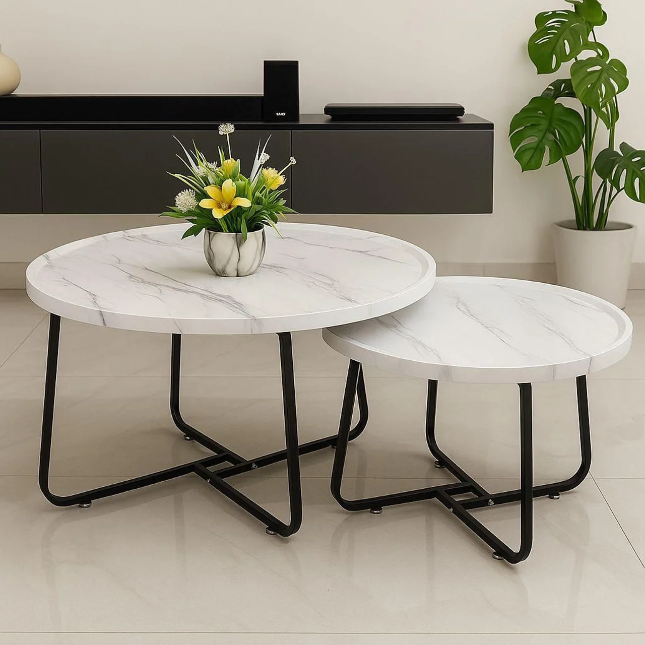 _Nesting Coffee Table Set Of 2 (Two) | White Finish