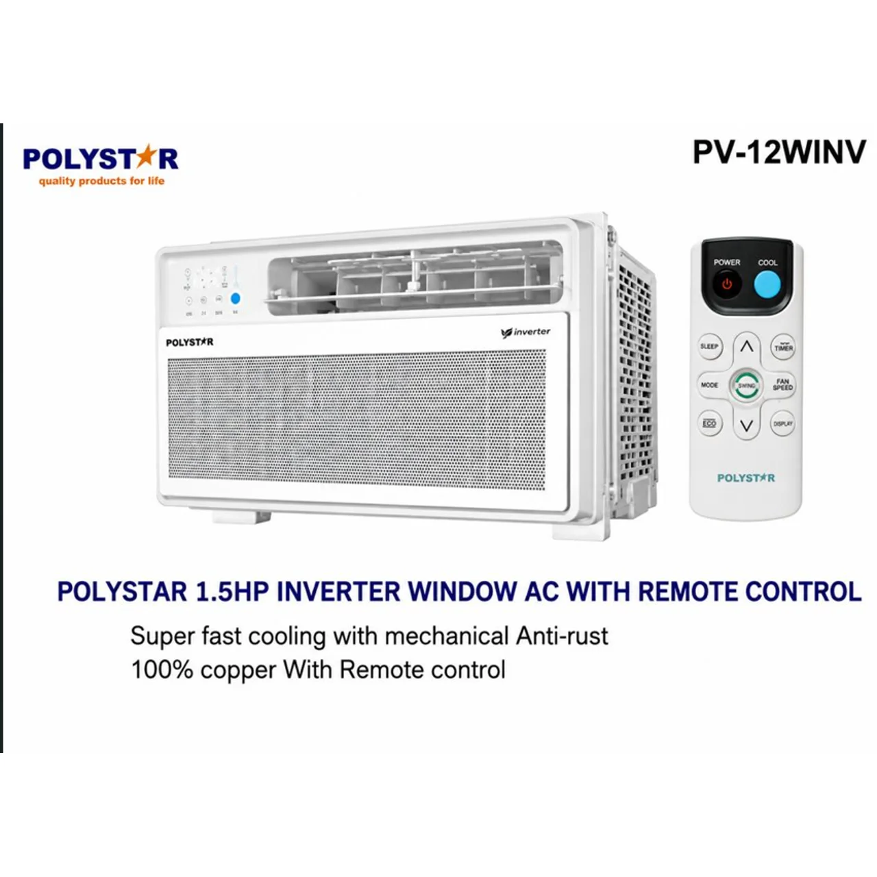 Polystar 1.5HP Inverter Windows Air Conditioner With Remote | PV-12WINV ...