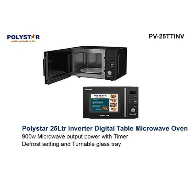 _Polystar 25Liters Inverter Digital Microwave With Grill | Pv-25TTINV