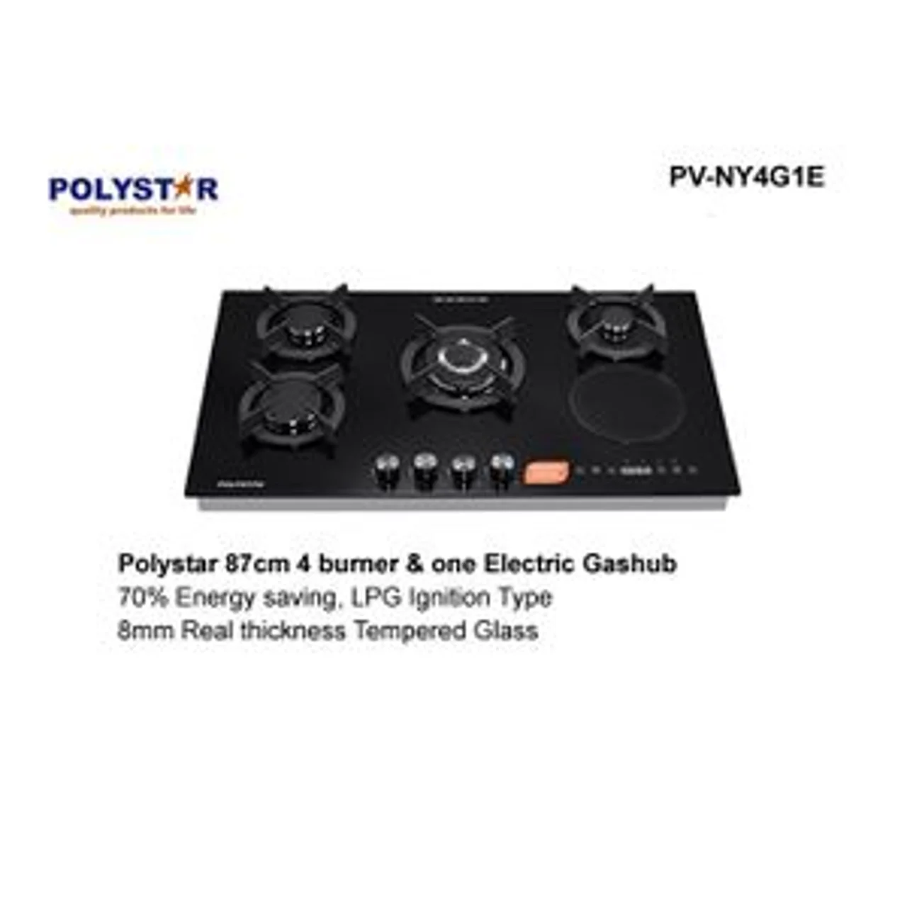 _Polystar 4 Burner + 1 Hot Plate Built-In 4+1 Gas hob | PV-NY4G1E