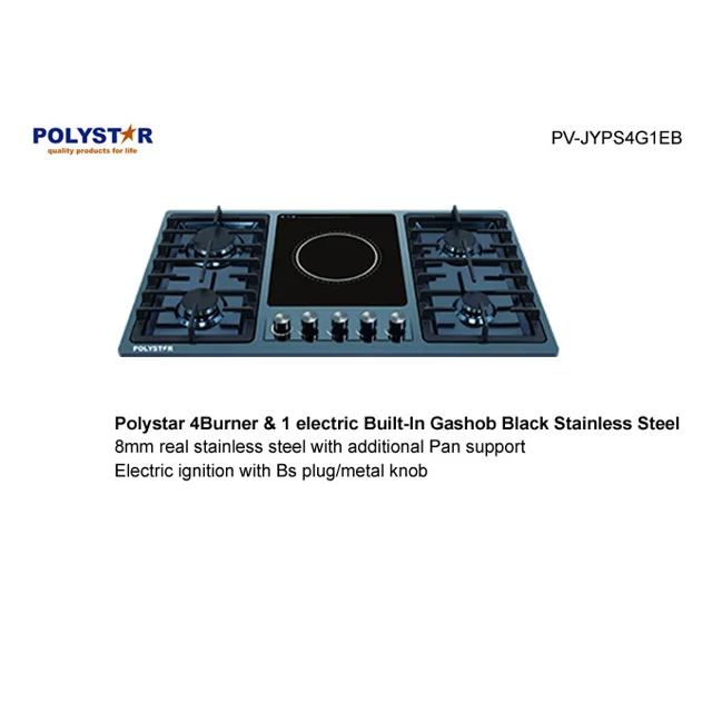 _Polystar 4 Burner + 1 Hot Plate Built-In Cooker Stainless | PV-JYPS4G1EB