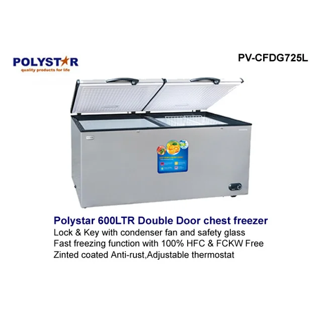 _Polystar 600 Liters Double Door Chest Freezer | PV-CFDG725L
