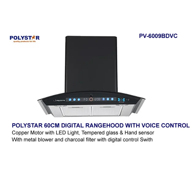 _Polystar 60Cm Digital Cooker Hood With Voice Control | PV-6009BDVC