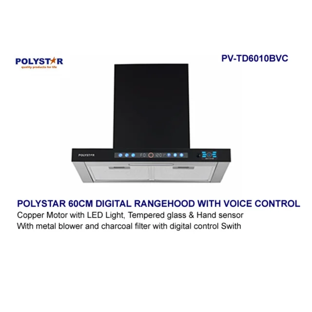 _Polystar 60Cm Digital Cooker Hood With Voice Control | PV-TD6010BVC