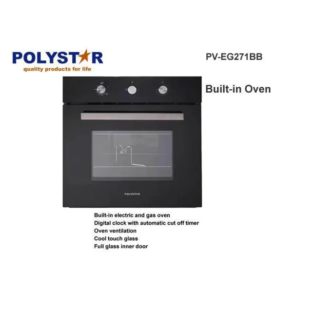 None_Polystar 65 Liters Electric & Gas Built In Oven | PV-EG271BB