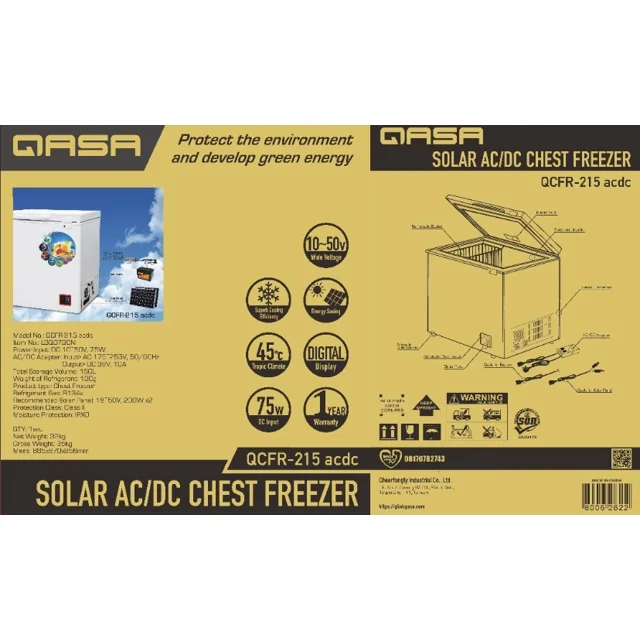 _Qasa 150L Solar Chest Freezer (AC/DC) | QCFR-215