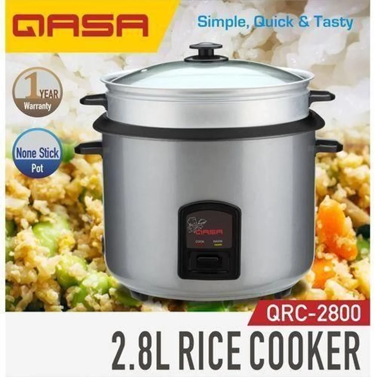 _Qasa Non Stick 2.8 Liters Rice Cooker | QRC-2800
