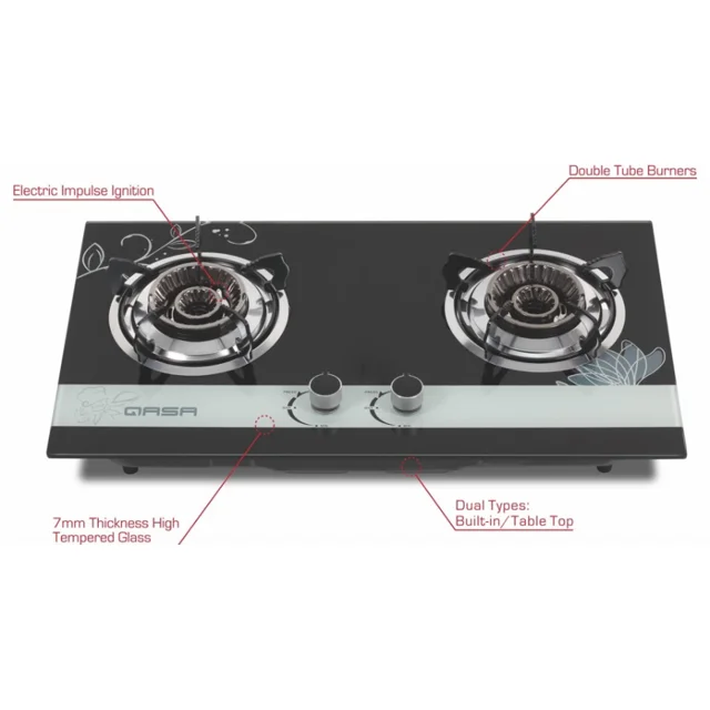 _Qasa Two Burner Glass Gas Cooker | QGC-2BG Vesta