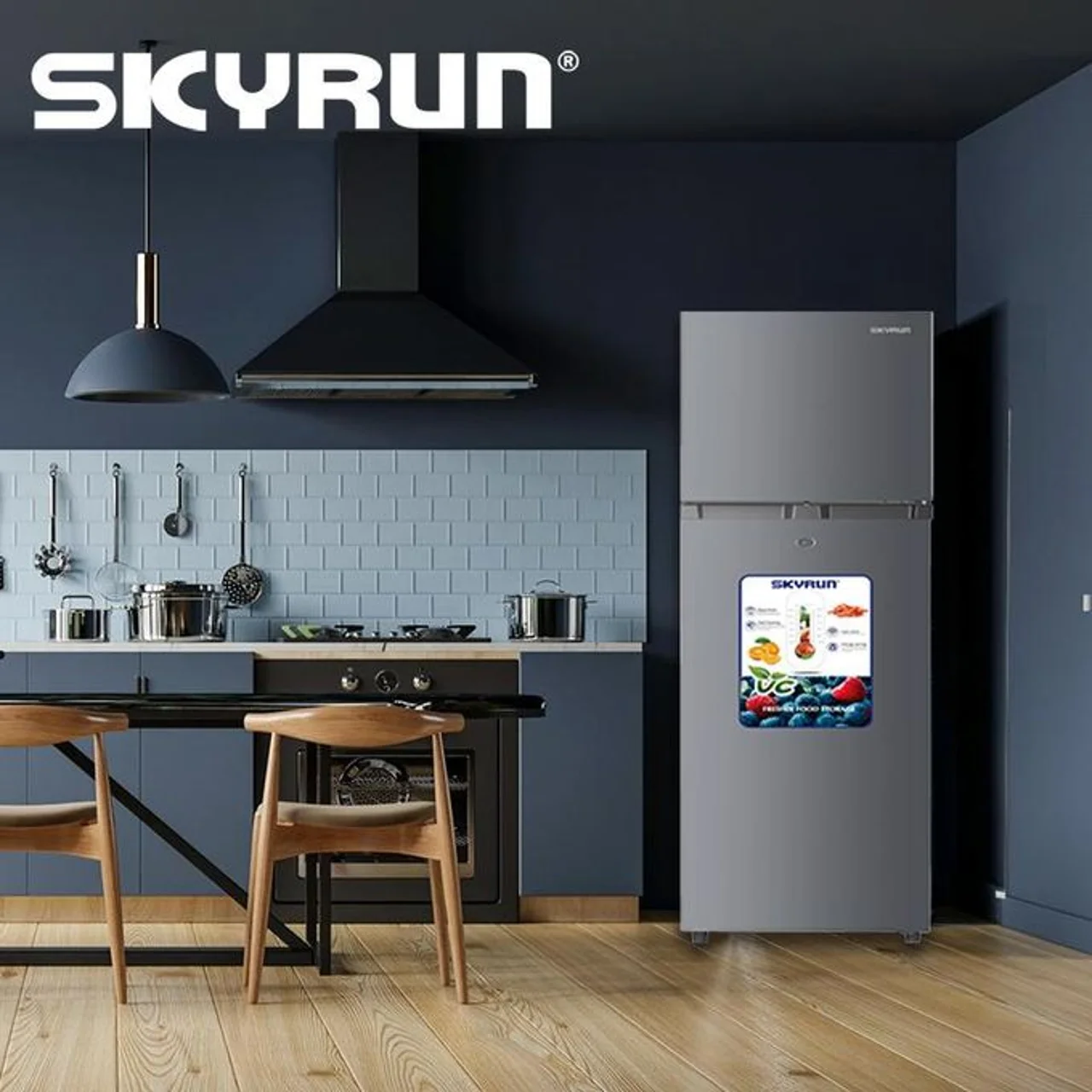 _Skyrun 180L Double Door Top Mount Fridge (BCD-185H) -Silver