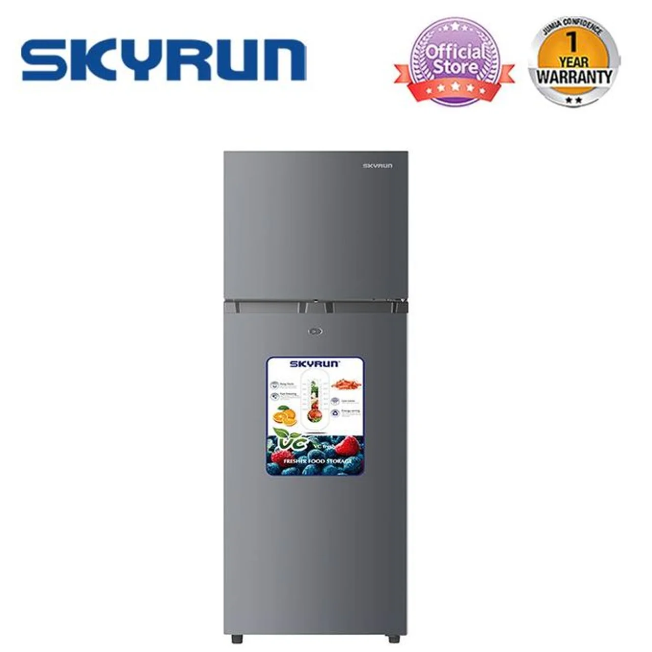 _Skyrun 180L Double Door Top Mount Fridge (BCD-185H) -Silver