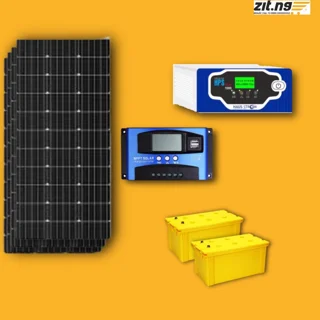 2.5kva/24v Inverter + Two 220ah Tubular battery + 300Watt Solar Panel (4) + 60ah Charger Controller