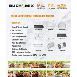 _24L Double Compartment French Door Air fryer Oven