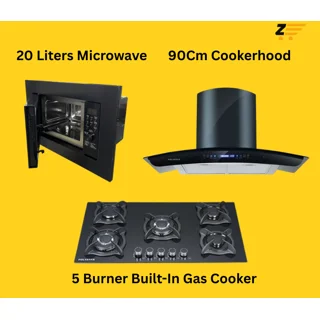 _Combo Set: 5 Burner Gas Cooker, 90cm Smoke Extractor/Rangehood, and 20-Liter Built-in Microwave_5 Burner Built-In Gas Cooker, 20 Liters Built-In Microwave & 90Cm Cookerhood Kitchen Combo