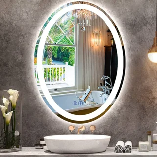 Oval Bathroom Lighted Vanity Mirror for Bathroom Wall