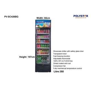 Polystar 350 Liters Showcase/Beverage Chiller With 5 Steps | PVSC-426BG