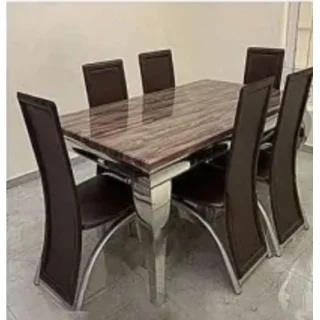 Marble Dinning Table with 6 Chairs | EXC11