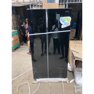 Bruhm 436 Liters Side By Side Black Glass Refrigerator | BFX-436ENG