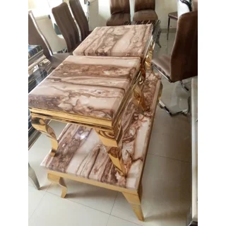 Living Room Royal Top Marble Center Table & Side Stools