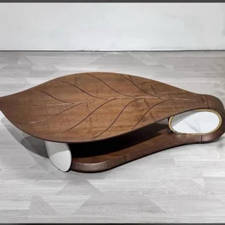 _Contemporary Wooden Center Table with Artistic Curved Design