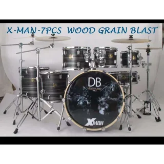 DB Drummer Boss Professional Drum Sets X-Man 7Piece Wood Grain Blast |Xman USA