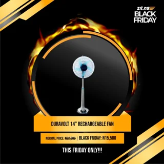 Flash Sale Duravolt 14" Rechargeable Standing Fan With USB Port | DRF2914H